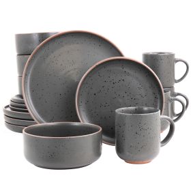 Meritage Lava Stone 16 Piece Terracotta Dinnerware Set in Gray