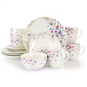 Gibson Home Floral Splash 16 Piece Round Fine Ceramic Dinnerware Set