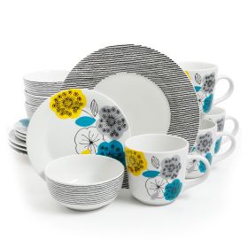 Gibson Home Marigold 16 Piece Fine Ceramic Dinnerware Set, Service for 4