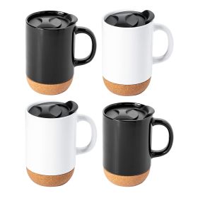 Gibson Home Modani 4 Piece 16.5 Ounce Stoneware Travel Mug Set with Lid and Cork Base