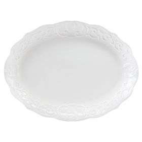 Gibson Home Bountiful Joy 18.75 x 14 Inch Durastone Oval Platter in White