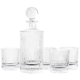 Gibson Home Acropolis 5 Piece Decanter and Double Old Fashioned Glasses Set