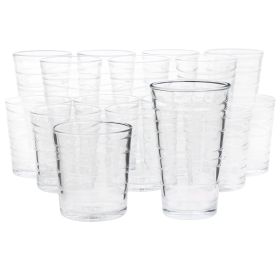 Gibson Home 16 Piece Swirl Clear Assorted Glassware Set