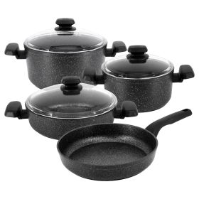 Korkmaz Ornella 7 Piece Non Stick Aluminum Cookware Set in Black