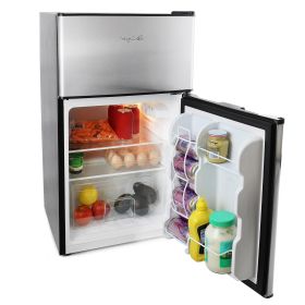 MegaChef 3.2 Cubic Feet 2 Door Refrigerator/Freezer in Stainless Steel