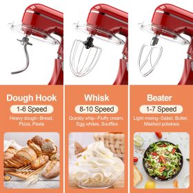 3-IN-1 Electric Stand Mixer, 660W 10-Speed With Pulse Button, Attachments Include 6.5QT Bowl, Dough Hook, Beater, Whisk For Most Home Cooks