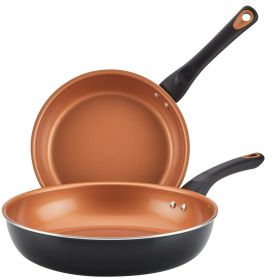 Farberware Glide Twin Pack Copper Ceramic Nonstick Skillet, Black