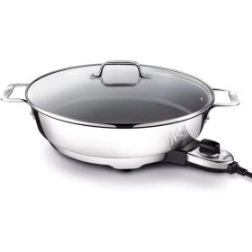 Electrics Stainless Steel and Nonstick Surface Skillet 7 Quart 1800 Watts Temp Control, Cookware, Pots and Pans