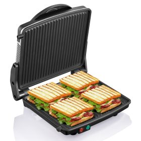 Panini Press Grill, Yabano Gourmet Sandwich Maker Non-Stick Coated Plates 11" x 9.8", Opens 180 Degrees to Fit Any Type or Size