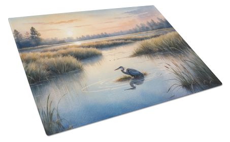 Wetland Wonders Blue Heron Glass Cutting Board Decorative Tempered Glass Kitchen Cutting and Serving Board Large Size Chopping Board