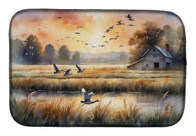 Geese in Flight Dish Drying Mat Absorbent Dish Drying Mat Pad for Kitchen Counter Dish Drainer Mat for Countertop, 14 x 21", Multicolor