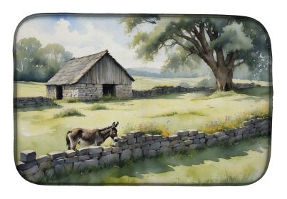 Donkey by the Stone Wall Dish Drying Mat Absorbent Dish Drying Mat Pad for Kitchen Counter Dish Drainer Mat for Countertop, 14 x 21", Multicolor