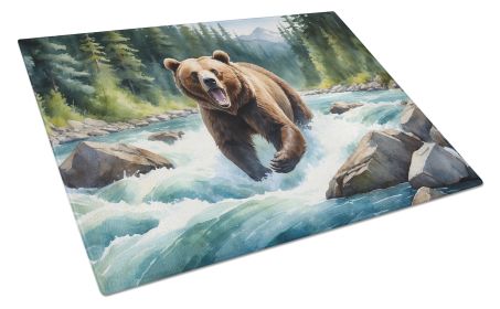 Alaskan Wilderness Grizzly Bear Glass Cutting Board Decorative Tempered Glass Kitchen Cutting and Serving Board Large Size Chopping Board