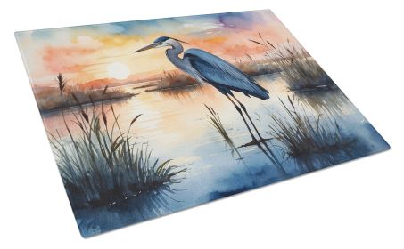 Blue Heron Setting Sun Glass Cutting Board Decorative Tempered Glass Kitchen Cutting and Serving Board Large Size Chopping Board