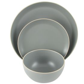 Gibson Home Rockaway 12 Piece Stoneware Dinnerware Set (Color: Matt Grey)