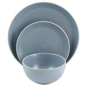 Gibson Home Rockaway 12 Piece Stoneware Dinnerware Set (Color: Matte Blue)