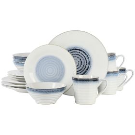 Gibson Elite Spiral Embossed 16 Piece Stoneware Dinnerware Set (Color: Blue)