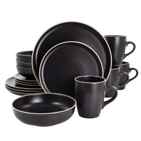 Gibson Elite Serenade Round Stoneware Dinnerware Set (Option: 16 Piece, Color: Black)