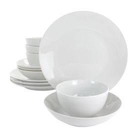 Gibson Home Classic Pearl 12 Piece Fine Ceramic Dinnerware Set (Option: Round, Color: White)