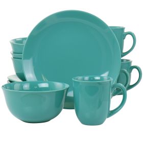 Gibson Home Mercer 12 Piece Stoneware Dinnerware Set (Option: Round, Color: Teal Green)