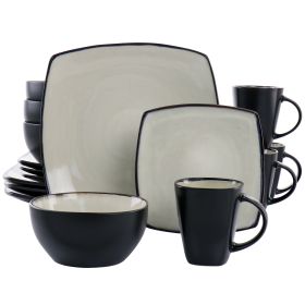 Gibson Elite Soho Lounge 16 Piece Stoneware Dinnerware Set (Option: Square, Color: Sand)