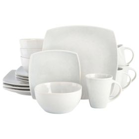 Gibson Home Soho Lounge 16 Piece Soft Square Stoneware Dinnerware Set (Color: Stone Grey)