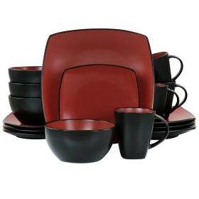 Gibson Elite Soho Lounge 16 Piece Dinnerware Set (Option: Matte Glazed Stoneware, Color: Red)