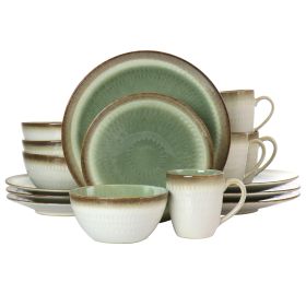 Gibson Elite Moonstruck 16 Piece Ceramic Dinnerware Set (Color: Green)