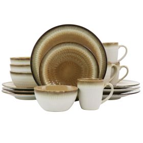 Gibson Elite Moonstruck 16 Piece Ceramic Dinnerware Set (Color: Brown)