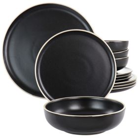 Gibson Elite Serenade Round Stoneware Dinnerware Set (Option: 12 Piece, Color: Black)