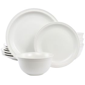 Gibson Home Siam 12 Piece Round Stoneware Dinnerware Set (Color: White)