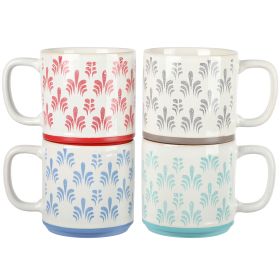 Gibson Home Morning Mist 4 Piece Stoneware Mug Set (Option: 18 Ounce, Color: Assorted Colors)