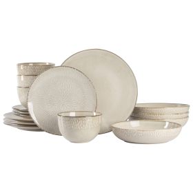 Gibson Elite Matisse 16 Piece Stoneware Dinnerware Set  with Reactive Glaze (Color: Cream)