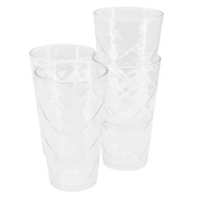 Gibson Home Lattice 4 Piece Glass Set (Option: Tumbler, Build: 16 Ounce)