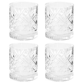 Gibson Home Embossed 4 Piece,13 Ounce Double Old Fashioned Glassware Set (Option: Diamond)