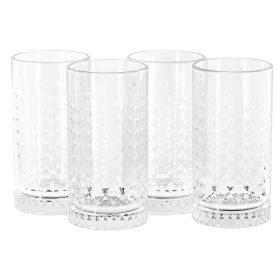 Gibson Home 4 Piece, 16 Ounce Glass Tumbler Set (Option: Teardrop Embossed)