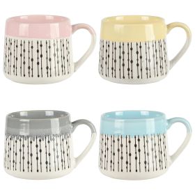 Gibson Home Morning Mist 4 Piece Stoneware Mug Set (Option: 15 Ounce, Belly, Color: Assorted Colors)