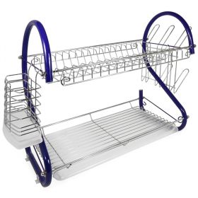 Better Chef 2-Tier Chrome Plated Dish Rack (Color: Blue, size: 16 inches)