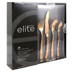 Gibson Elite Stonehenge 20 Piece Flatware Set (Color: Rose Gold)