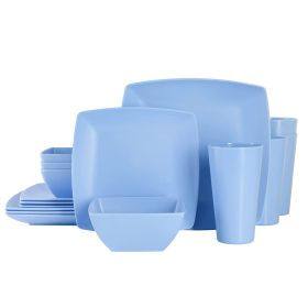 Gibson Home Grayson Melamine 16 Piece Dinnerware Set (Color: Blue)