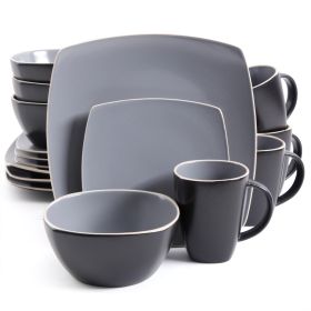 Gibson Soho Lounge Matte 16-Piece Dinnerware Set (Color: Gray / Black)