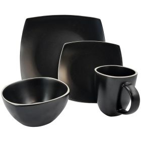 Gibson Soho Lounge Matte 16-Piece Dinnerware Set (Color: Black)