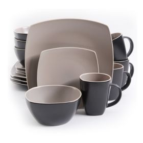 Gibson Soho Lounge Matte 16-Piece Dinnerware Set (Color: Taupe)