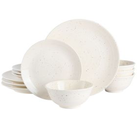 Gibson Elite Ramapo 12 Piece Stoneware Dinnerware Set (Option: White Speckle)