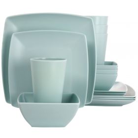 Gibson Home Grayson Melamine 16 Piece Square Dinnerware Set (Color: Mint)