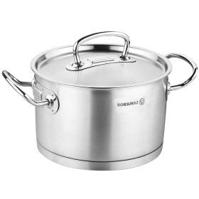 Korkmaz Proline Professional Series Stainless Steel Casserole with Lid in Silver (Option: 2 Liter)