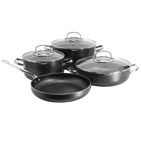 Korkmaz Galaksi 7 Piece Non Stick Aluminum Cookware Set (Color: Black)