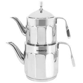 Korkmaz Nostaljia Maxi Stainless Steel  Tea Pot and  Kettle Set (Option: 1.2 Liter , 2.2 Liter)