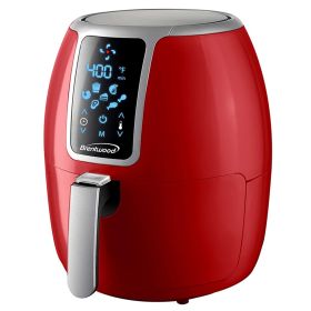 Brentwood Small 1400 Watt 4 Quart Electric Digital Air Fryer with Temperature Control (Color: Red)