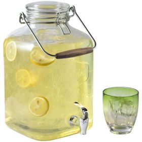 Better Homes & Gardens Clear Glass Beverage Dispenser with Lid (Option: 2 Gallon, Build: Glass Clamp)